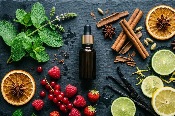 Sabores e-liquid CBD Terpy: ingredientes naturales menta, frutos rojos, vainilla