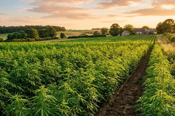 Organic hemp field grown without pesticides or chemicals