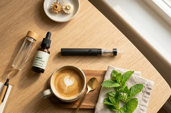 Soddisfazione clienti Terpy: vape con caffè in un contesto lifestyle